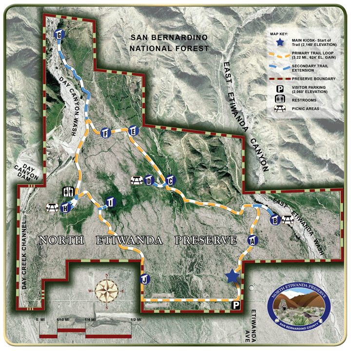 Trail map of the North Etiwanda Preserve